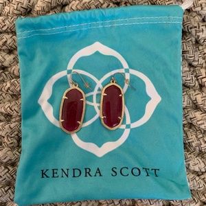 Kendra Scott Elle Gold Drop Earrings- Maroon Jade